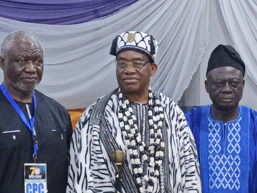 Tor Tiv, His Royal Majesty, Prof Ayatse (middle, celebrant, Dr Kyaagba (right) and younger brother, Arc Joe kyaagba (left)