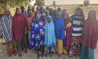 the freed 24 Kebbi schoolgirls abducted by terrorists in Maga, Kebbi last Monday 24112025