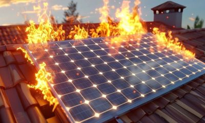 burning solar panel