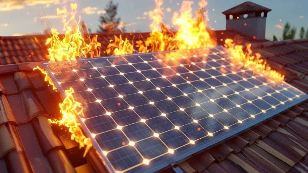 burning solar panel